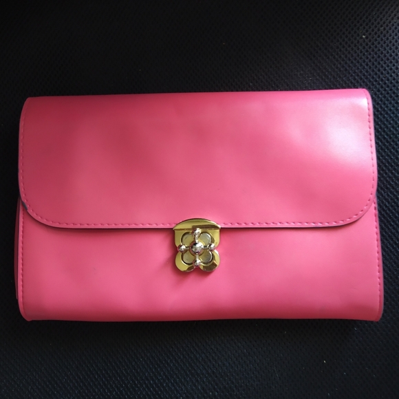 Pink Envelope Clutch Crossbody Shoulder Purse Bag - Picture 4 of 8